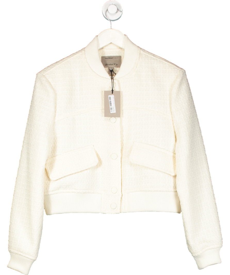 River Island Cream Boucle Tailored Bomber Jacket UK 6