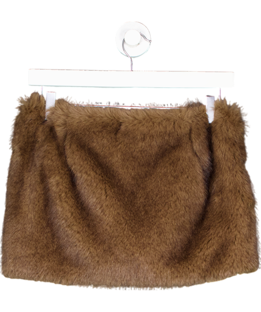 Bodysourced Brown Fur Mini Skirt UK S/M