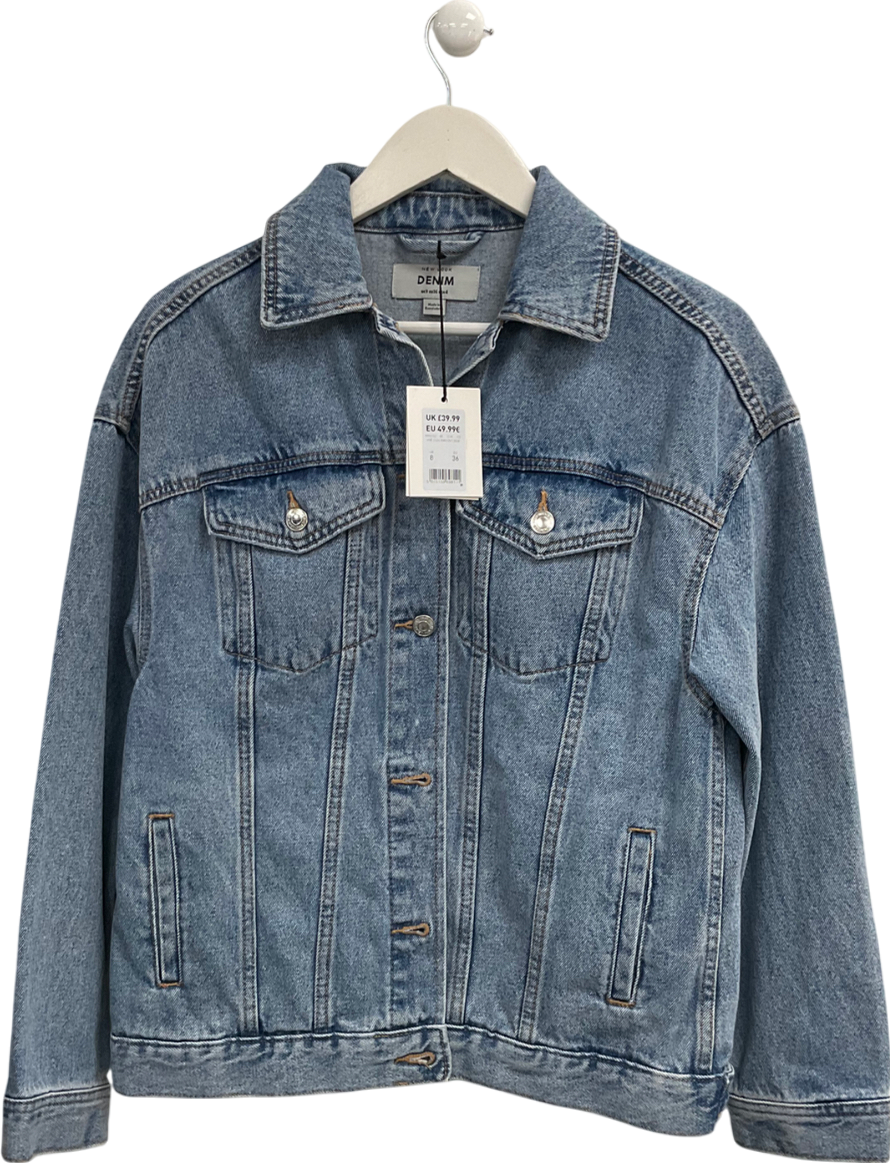 New Look Blue Oversized Denim Jacket UK 8