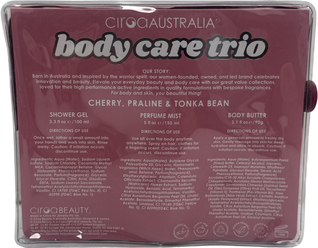 Ciroa australia Body Care Gift Set 1 X 100ml, 1 X 150ml, 1 X 90g