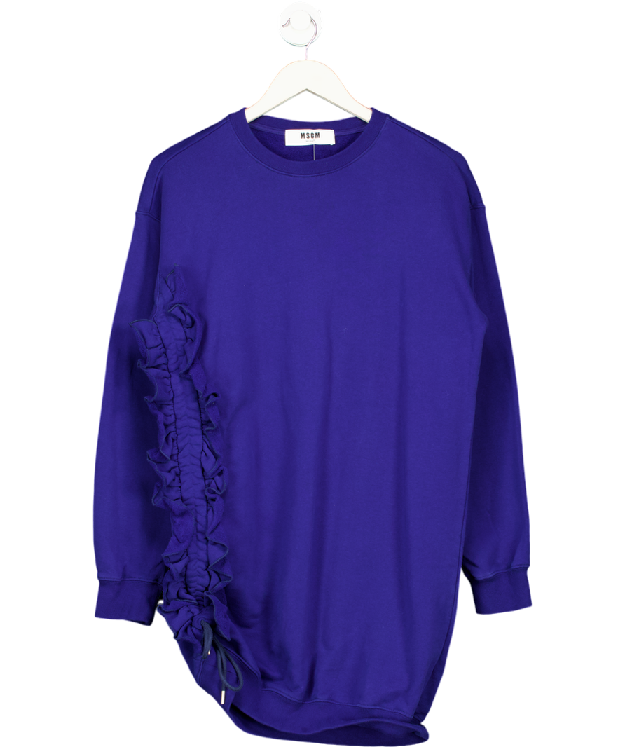 MSGM Cobalt Blue Ruched Side Sweatshirt Dress UK M