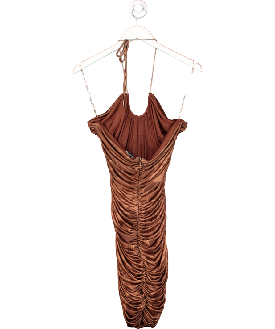 House of CB Brown Letitia Cutout Halter Mini Dress UK L