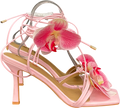 Ego Sugar-essance Lace Up Flower Detail Square Toe Heel In Pink Faux Leather UK 6 EU 39 👠