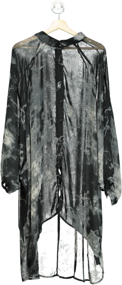 Yours Black Tie-Dye Button-Down Shirt Dress UK 26-28