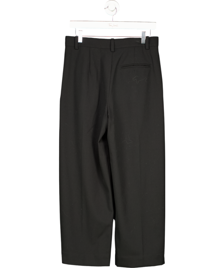 cos Black Pleated Barrel-leg Wool-blend Trousers UK 8