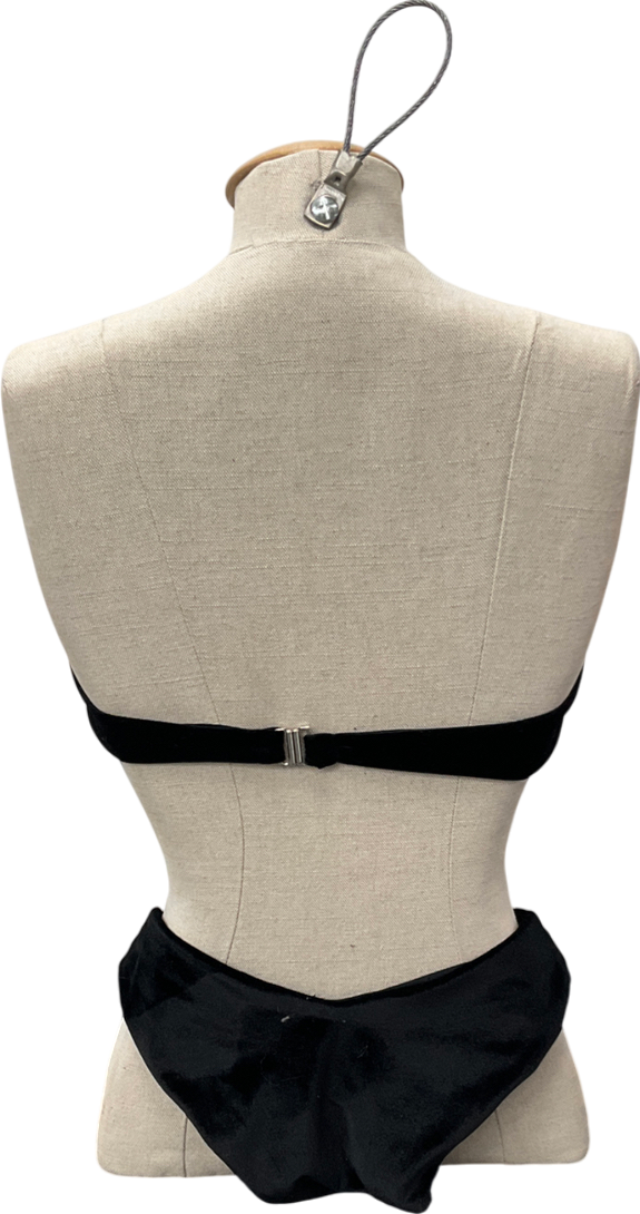 ocean swim Black Embroidered Sequin Bandeau Bikini Top And Bottoms UK XS/S