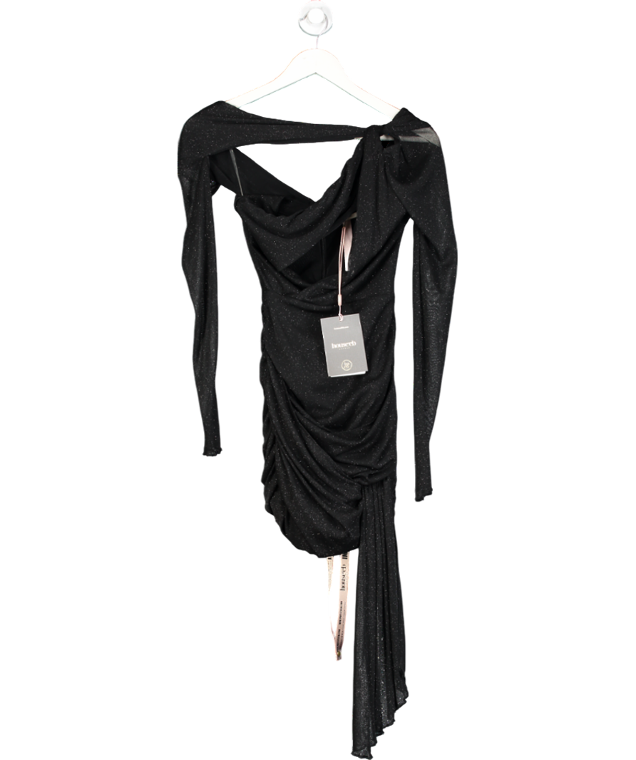 House of CB Black Santa Cut-out Shimmery Mesh Mini Dress UK XS