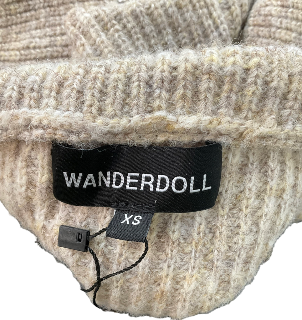 Wanderdoll Grey Blossom Bardot Cut Out Crop Top In Oatmeal UK XS