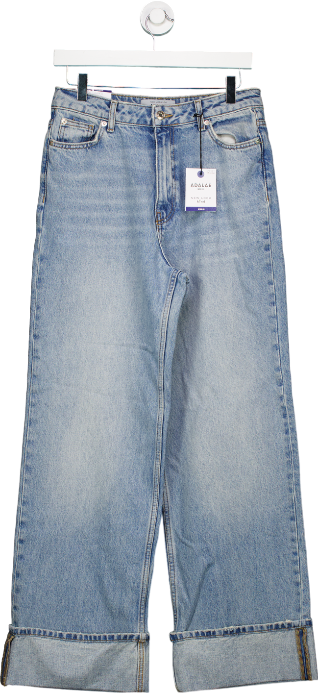 New Look Blue Adalae Wide Leg Turn Up Jeans UK 10