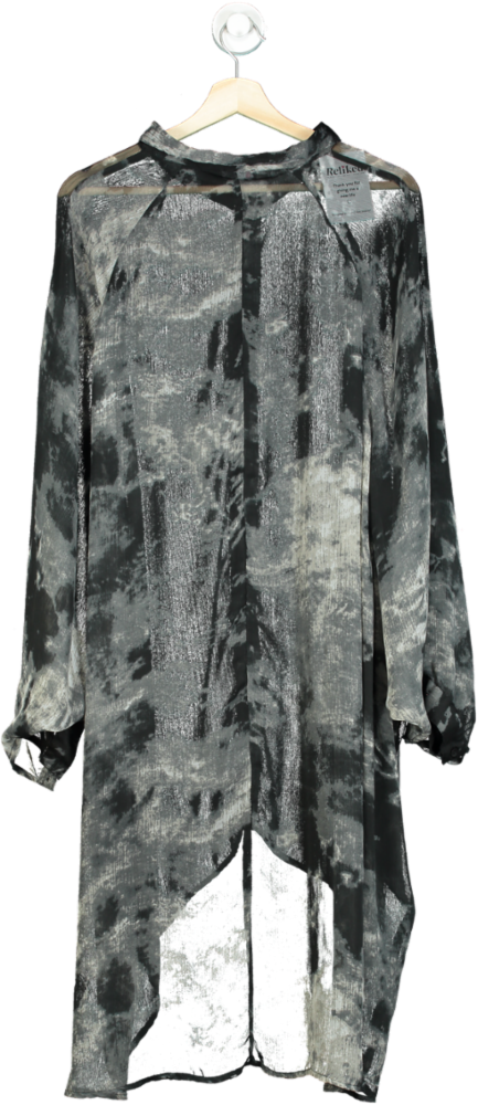 Yours Black Tie-Dye Button-Down Shirt Dress UK 26-28