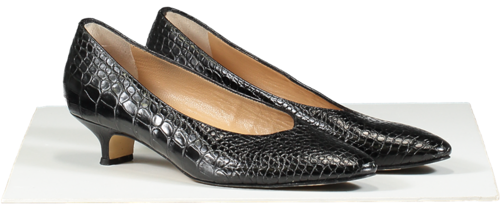 Russell & Bromley Black Croc Print Kitten Heels UK 6 EU 39 👠