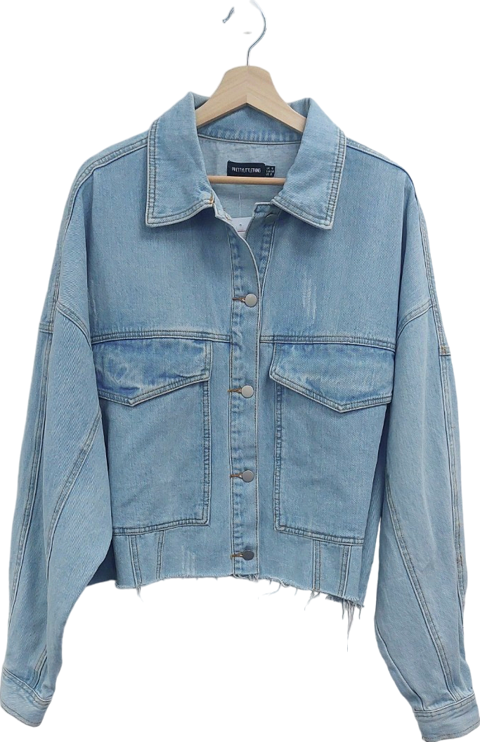 Pretty Little Thing Blue Denim Jacket UK 10