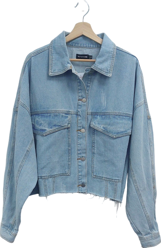 Pretty Little Thing Blue Denim Jacket UK 10