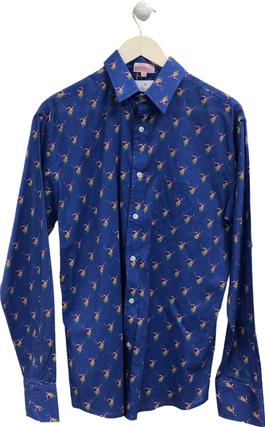 Frangipani Blue Patterned Shirt UK M