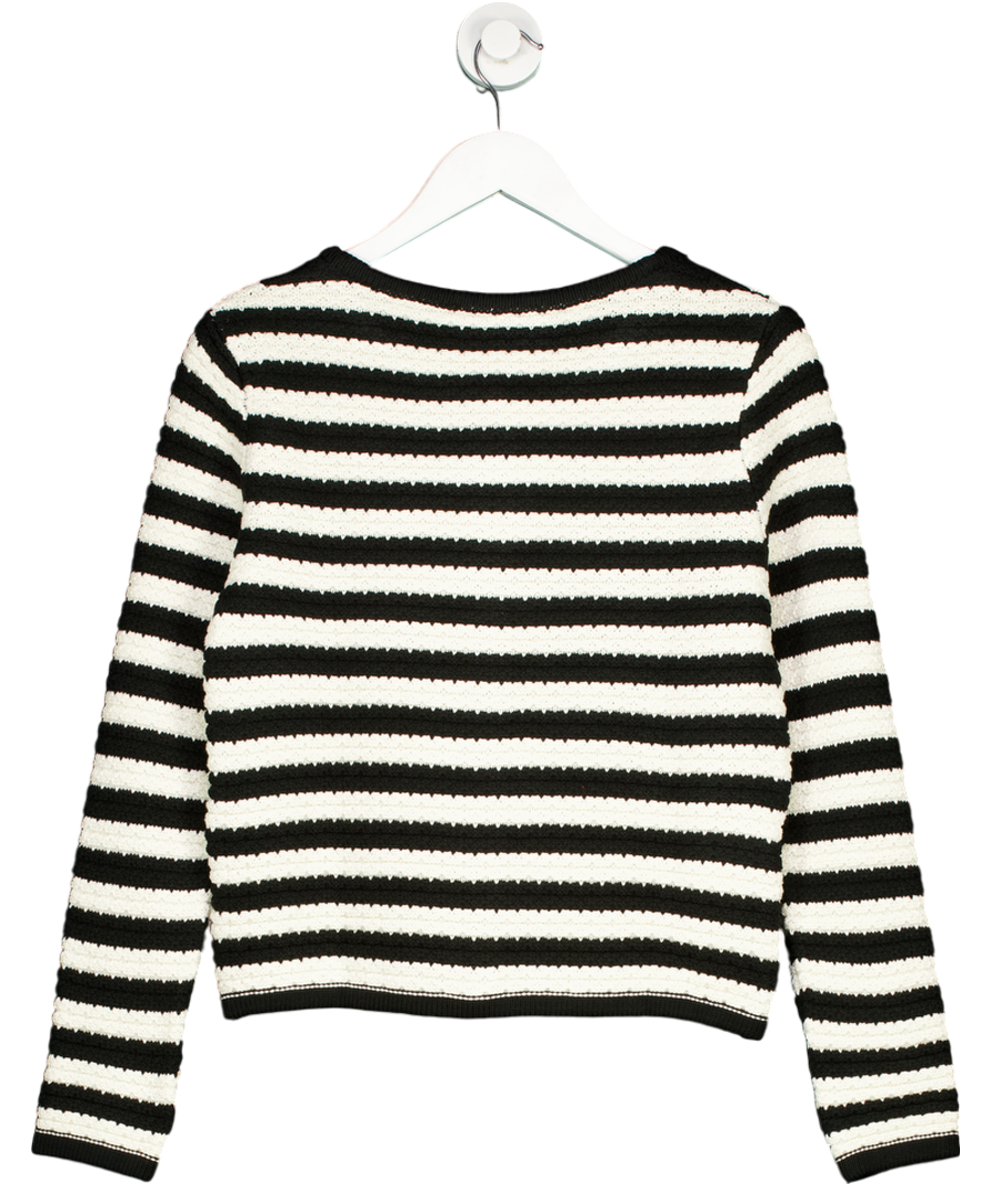 MANGO Black Striped Cardigan With Jewel Buttons UK S