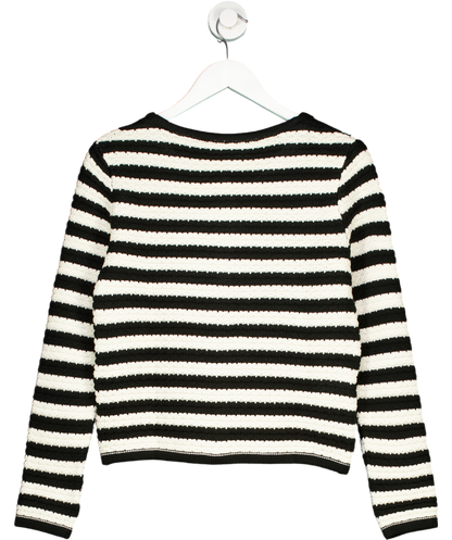 MANGO Black Striped Cardigan With Jewel Buttons UK S