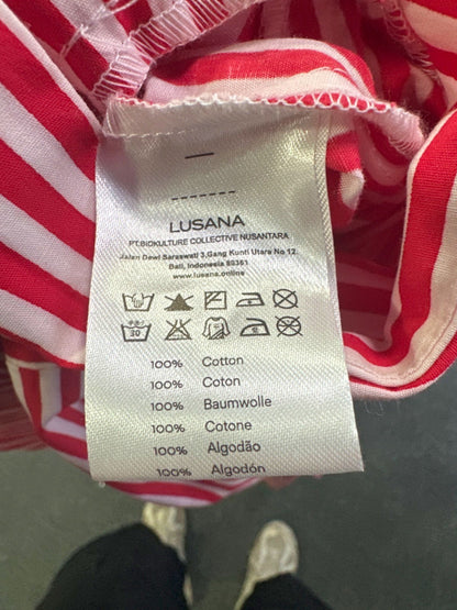 Lusana Red and White Striped Maxi Dress Size UK 8