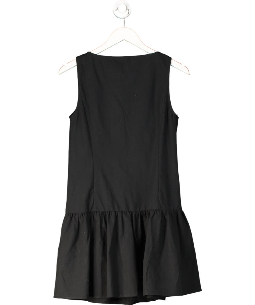 ASOS Black Slash Neck Button Down Dropped Waist Mini Dress UK 8