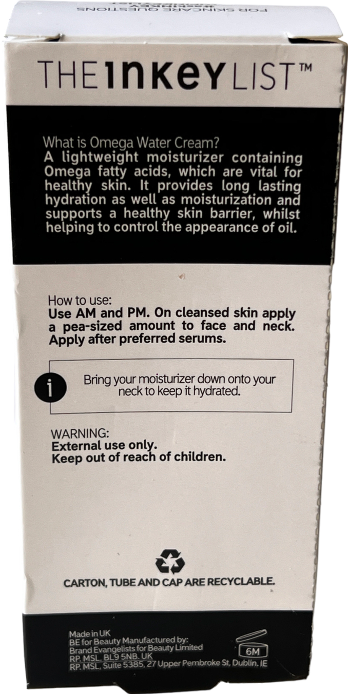 The Inkey List Omega Water Cream Moisturizer 50ml