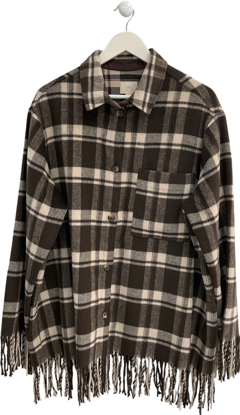 H&M Brown Fringe Trimmed Shacket UK L