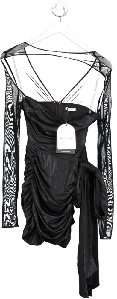 Mistress Rocks Black Draped Overlay Mini Dress UK XS