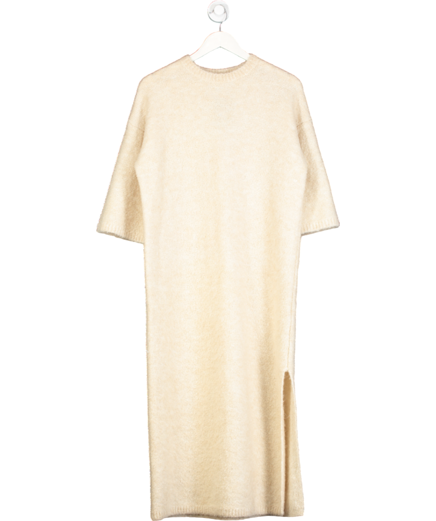 H&M Cream Boucle Knit Midi Dress UK M