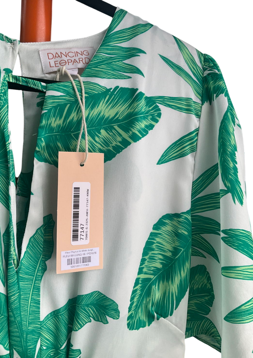 Dancing Leopard Green Fleur Playsuit In White Jungle UK 16