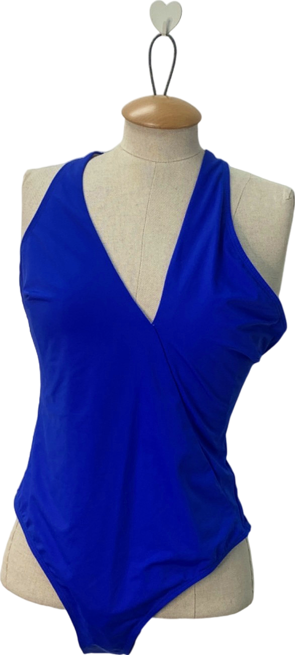 V By Very Blue Cross-Back Wrap Swimsuit UK Size 18