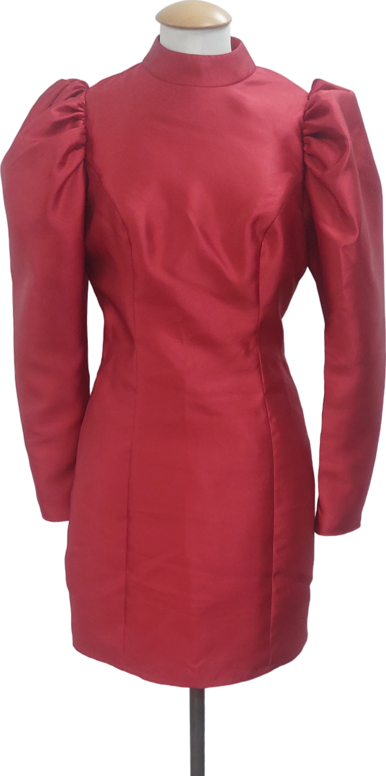 BY MALINA Red Satin puff sleeve Catalina Mini Dress UK S
