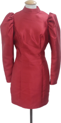BY MALINA Red Satin puff sleeve Catalina Mini Dress UK S