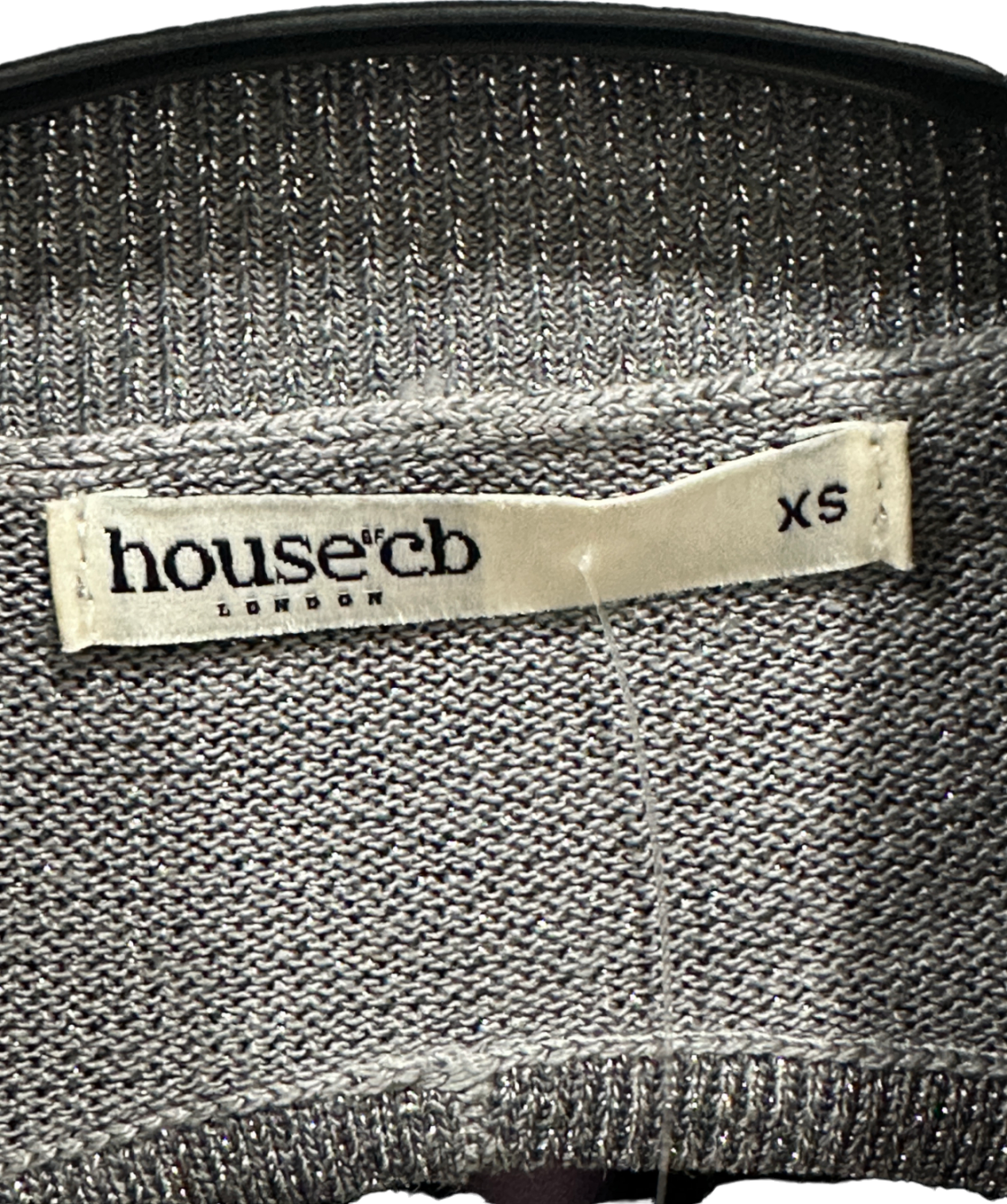 House of CB Silver Metallic Long Sleeve Maxi Dress XS