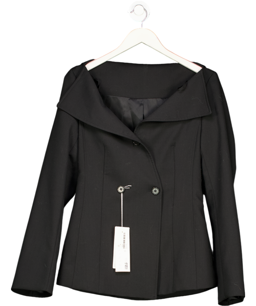 ARKET Black Wool Blend Off-shoulder Blazer UK 10