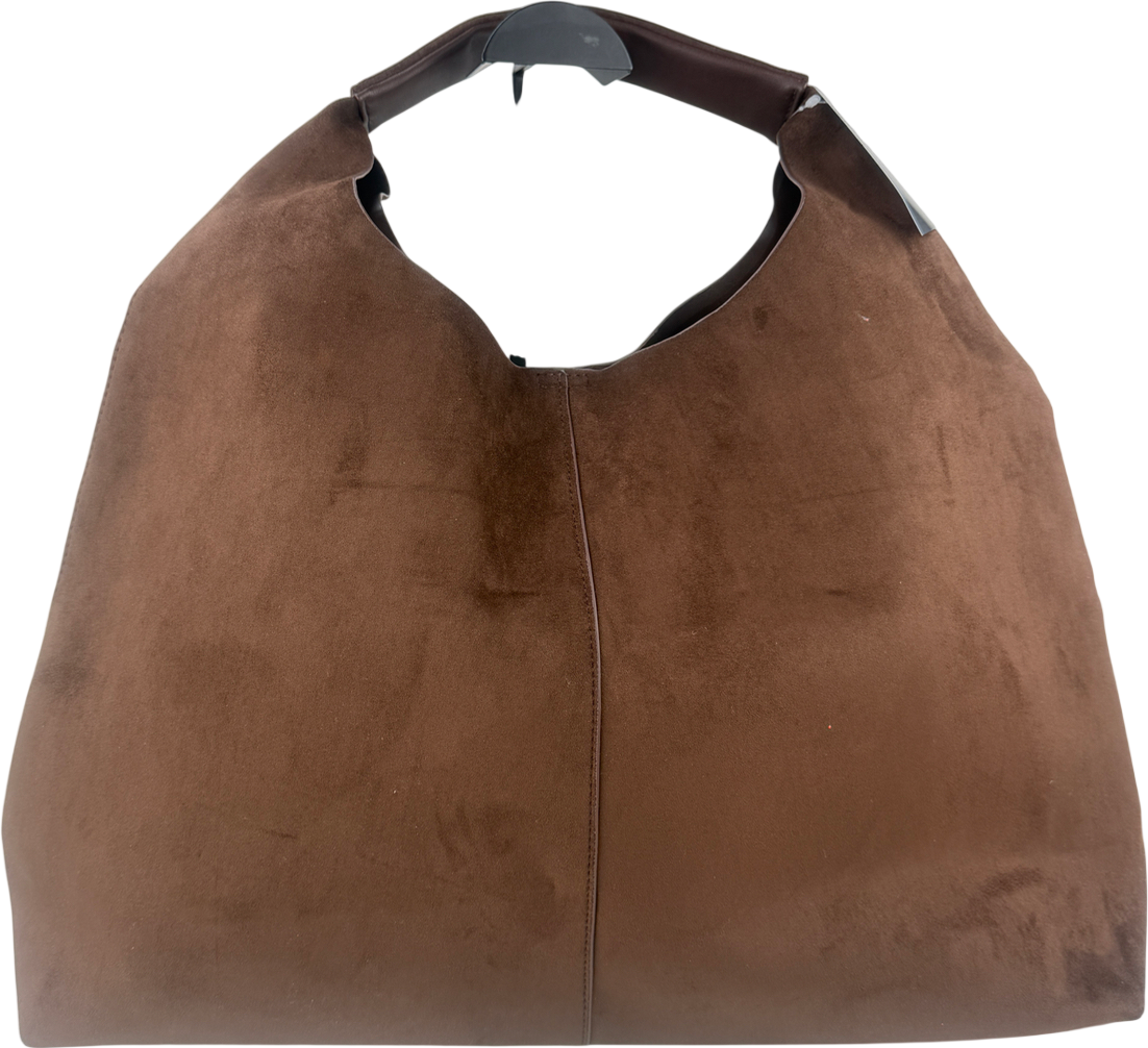 Brown Faux Suede Tote Bag