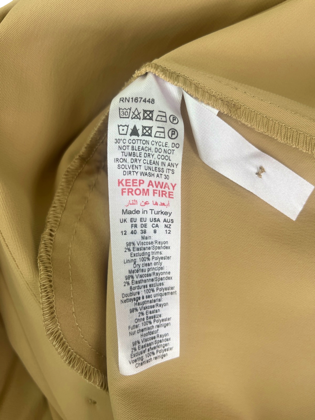 Karen Millen Camel Sleeveless Button-Down Dress UK 12