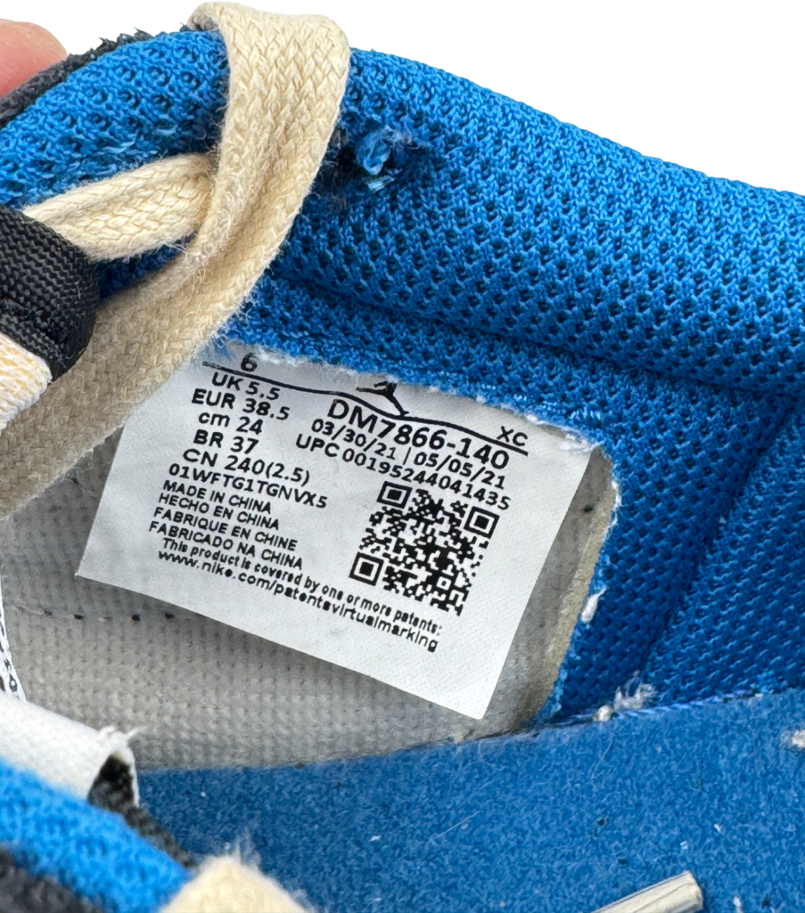 Nike White Jordan 1 Retro Low Og Sp Fragment X Travis Scott - White/blue/black UK 5.5 EU 38.5 👠