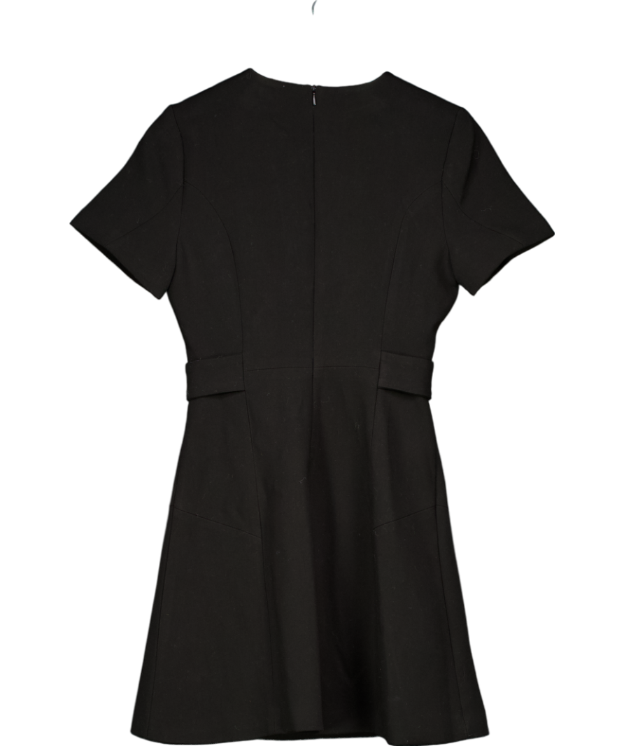 Karen Millen Black Compact Stretch Essential Waist Tab Detail Tailored Mini Dress UK 6