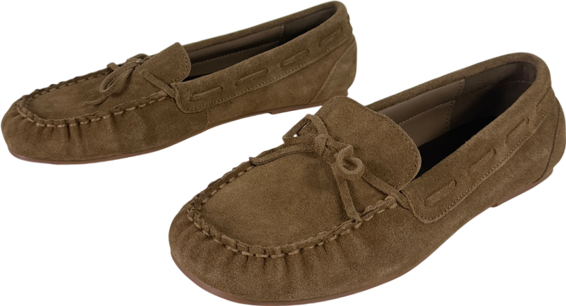 ASOS Brown Mirth Suede Bow Detail Loafers In Taupe UK 5 EU 38 👠