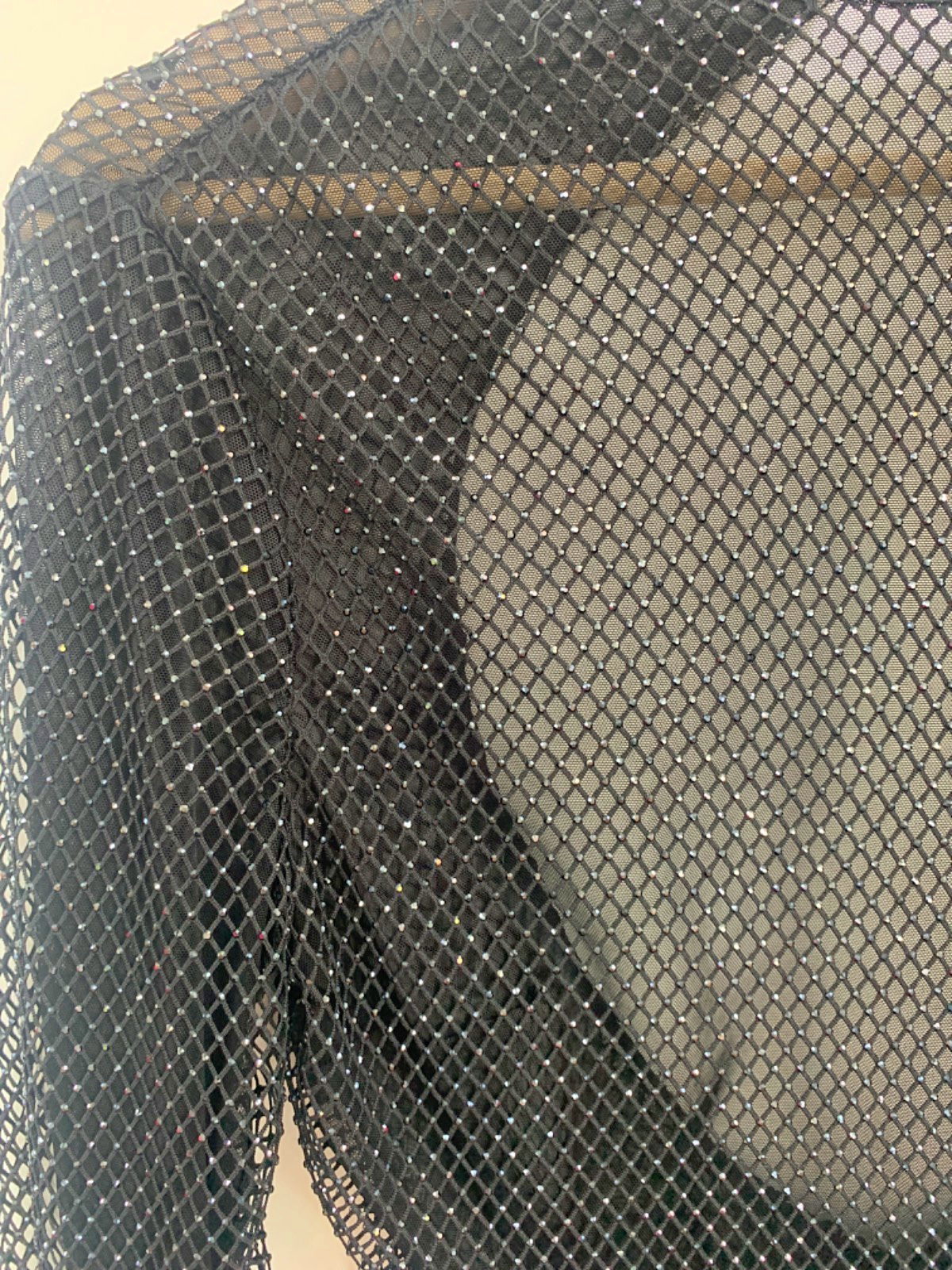 Oh Polly Black Mesh Rhinestone Bodysuit UK 10