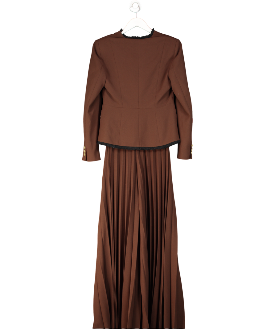 Karen Millen Brown Coffee Tailored Crepe Blazer Jumpsuit UK 8