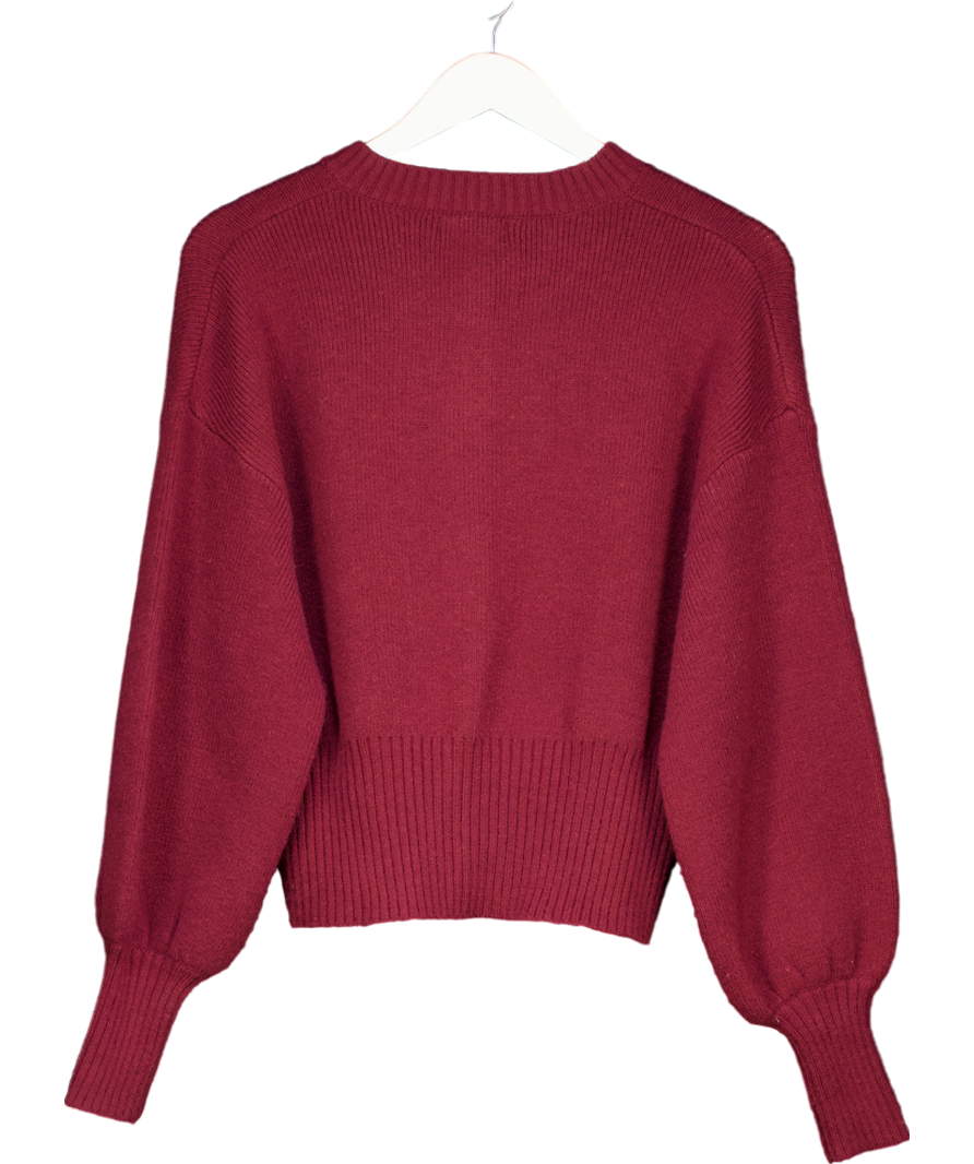 PRETTY LAVISH Red Etta Knit Bomber Jacket UK S