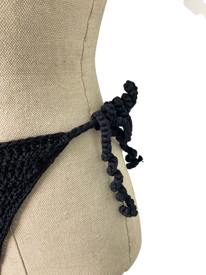 Skims Black Crochet Bikini Set UK S