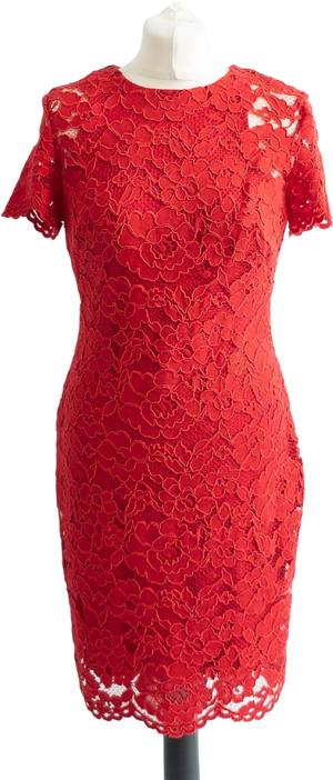 Ralph Lauren Red Lace Shift Dress Us6 UK 10