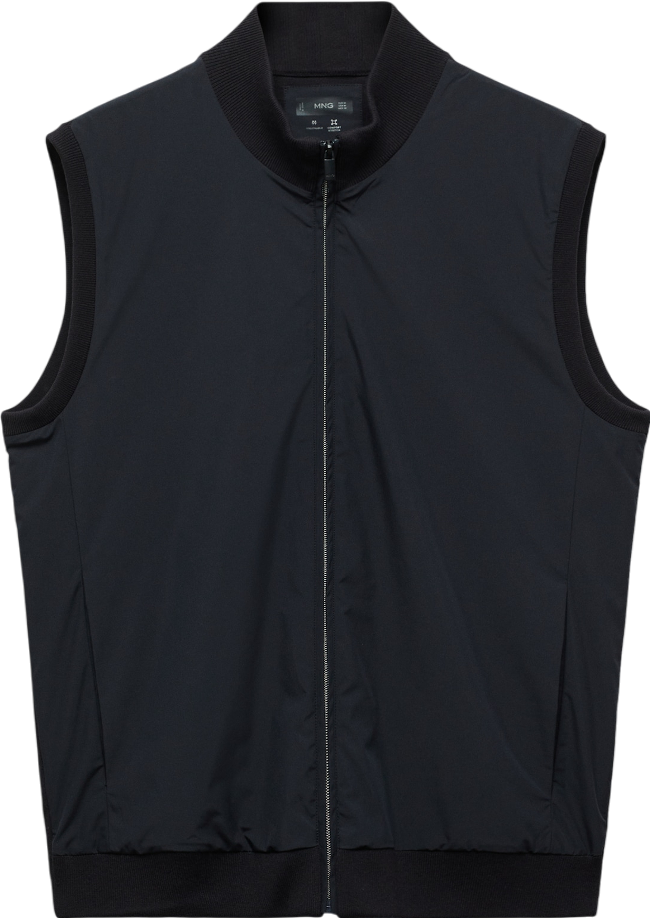 MANGO Black Stretch Fabric Gilet UK M