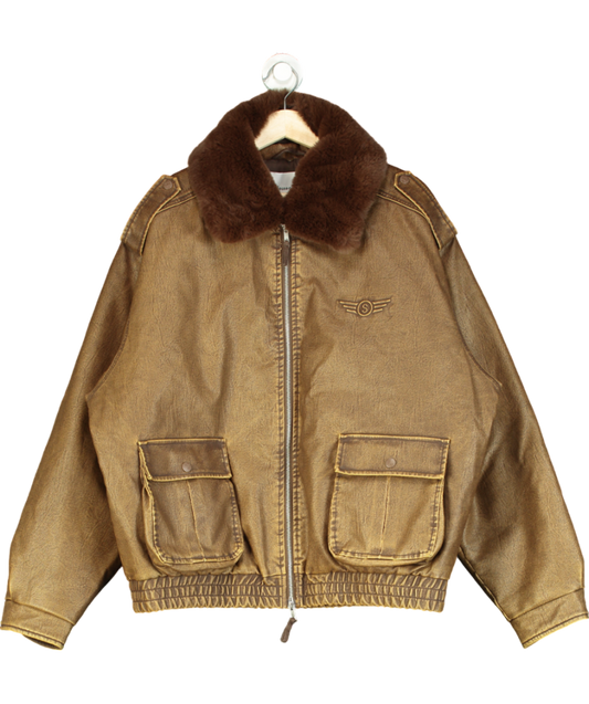 HOUSE OF SUNNY Brown Cruise Flight Jacket UK L