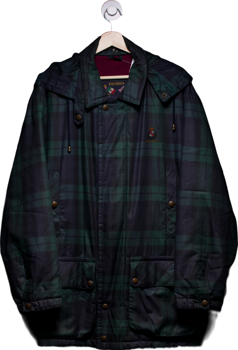 Paul & Shark Navy Blue/ Green Plaid Embroidered Climate Control Jacket UK XL