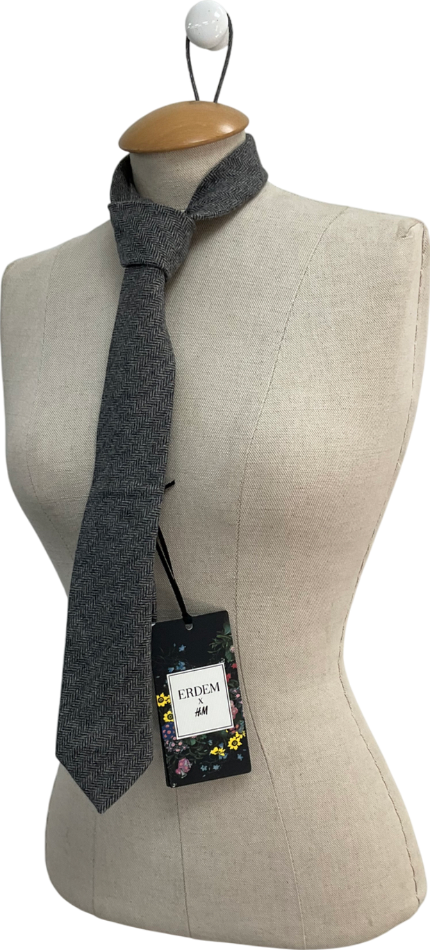 H&M Grey X Erdem Wool Blend Tie One Size