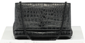 Saint Laurent Black Crocodile-embossed Leather Logo Crossbody / Shoulder Bag