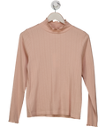 MILLE Blush Pink Pima Cotton Carmela Pointelle Turtleneck In Spanish Villa UK M