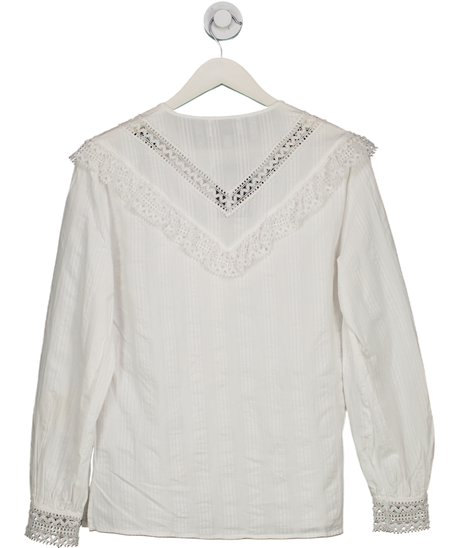 DONDUP White Shirt With A Decorative Ruffle It42 UK 10