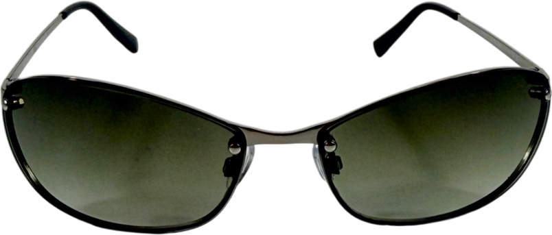 Weekday Green Oval Metal Frame Unisex Sunglasses One Size